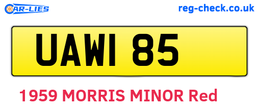 UAW185 are the vehicle registration plates.
