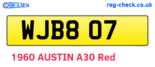 WJB807 are the vehicle registration plates.