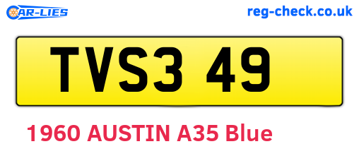 TVS349 are the vehicle registration plates.