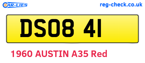 DSO841 are the vehicle registration plates.