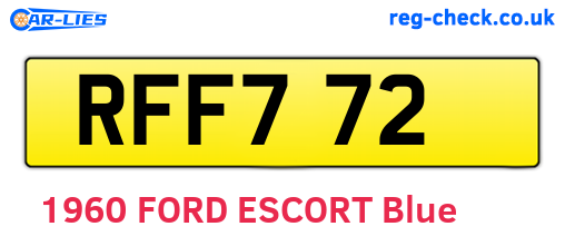 RFF772 are the vehicle registration plates.