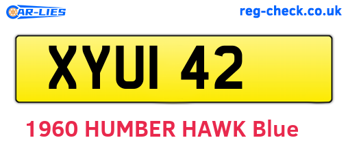 XYU142 are the vehicle registration plates.