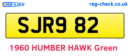 SJR982 are the vehicle registration plates.