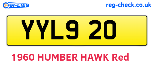 YYL920 are the vehicle registration plates.
