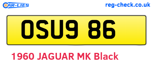 OSU986 are the vehicle registration plates.