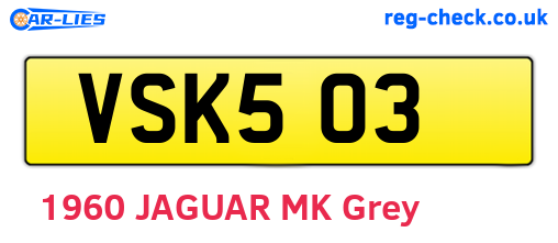VSK503 are the vehicle registration plates.