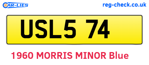 USL574 are the vehicle registration plates.