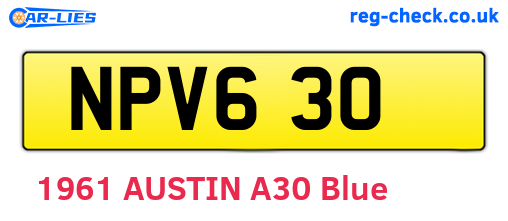 NPV630 are the vehicle registration plates.