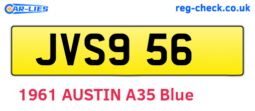 JVS956 are the vehicle registration plates.