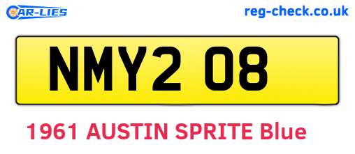 NMY208 are the vehicle registration plates.