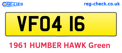VFO416 are the vehicle registration plates.