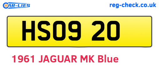 HSO920 are the vehicle registration plates.