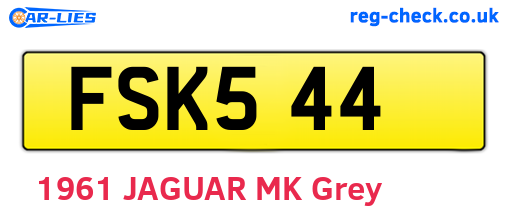 FSK544 are the vehicle registration plates.