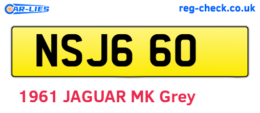 NSJ660 are the vehicle registration plates.