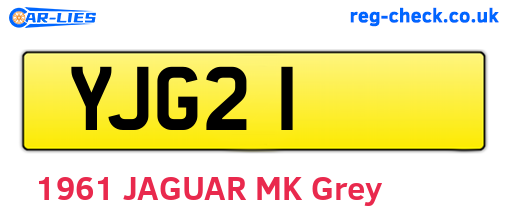 YJG21 are the vehicle registration plates.
