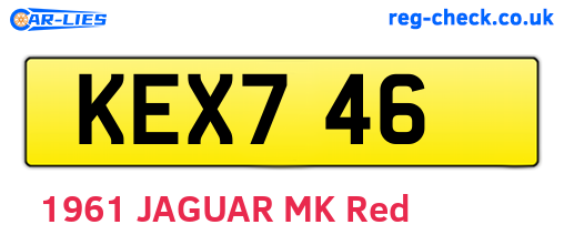 KEX746 are the vehicle registration plates.
