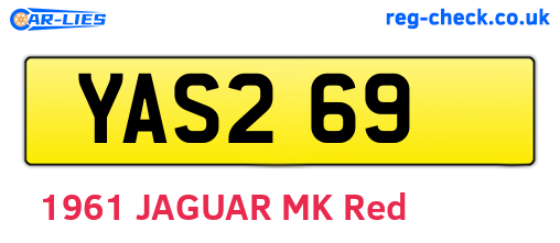 YAS269 are the vehicle registration plates.