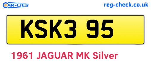 KSK395 are the vehicle registration plates.
