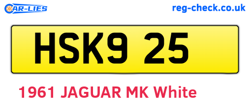HSK925 are the vehicle registration plates.