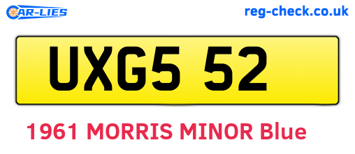 UXG552 are the vehicle registration plates.