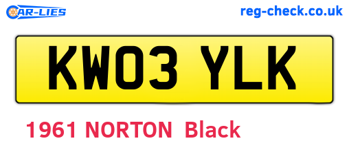 KW03YLK are the vehicle registration plates.