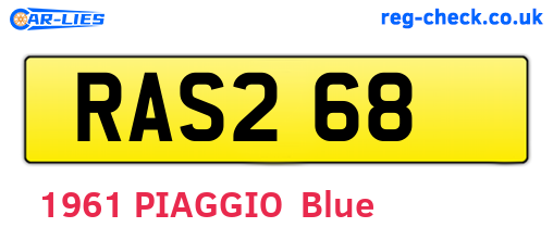 RAS268 are the vehicle registration plates.