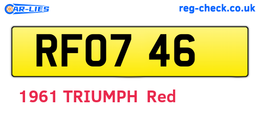 RFO746 are the vehicle registration plates.