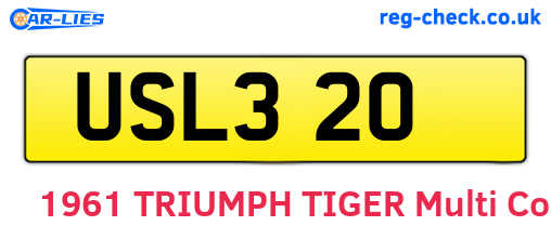 USL320 are the vehicle registration plates.