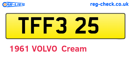 TFF325 are the vehicle registration plates.