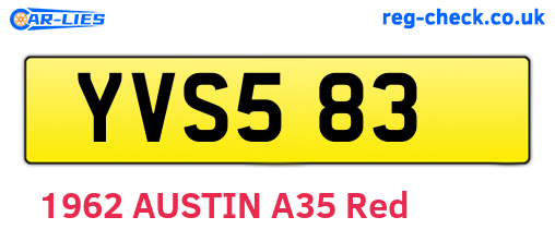 YVS583 are the vehicle registration plates.