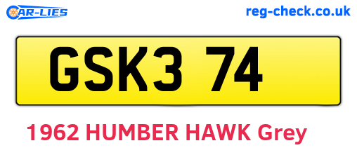 GSK374 are the vehicle registration plates.