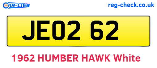 JEO262 are the vehicle registration plates.