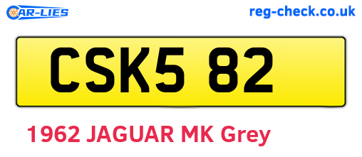 CSK582 are the vehicle registration plates.
