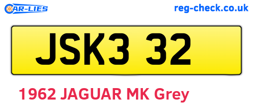 JSK332 are the vehicle registration plates.