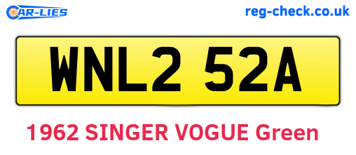 WNL252A are the vehicle registration plates.