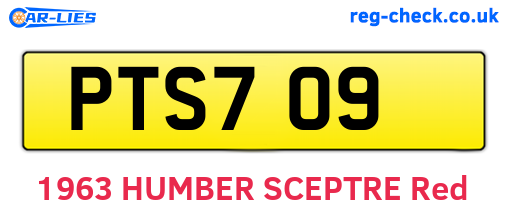 PTS709 are the vehicle registration plates.