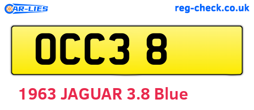 OCC38 are the vehicle registration plates.
