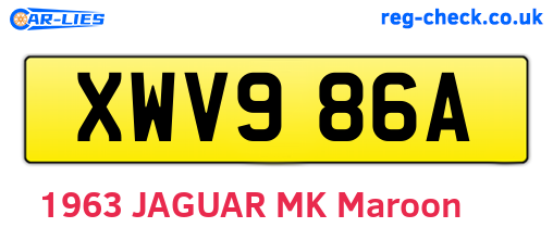 XWV986A are the vehicle registration plates.