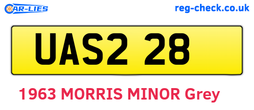 UAS228 are the vehicle registration plates.