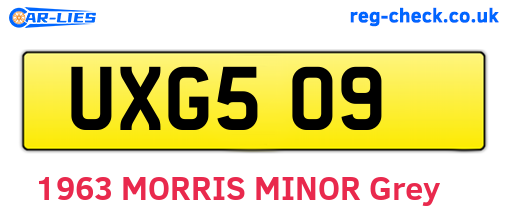UXG509 are the vehicle registration plates.