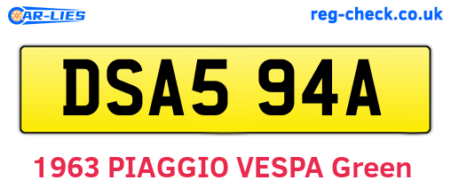 DSA594A are the vehicle registration plates.
