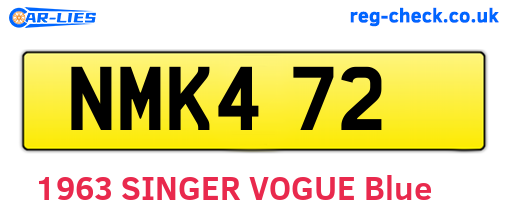 NMK472 are the vehicle registration plates.