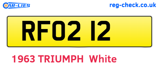 RFO212 are the vehicle registration plates.