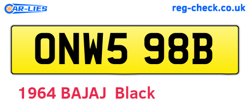 ONW598B are the vehicle registration plates.