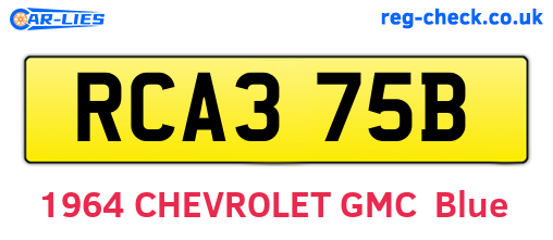 RCA375B are the vehicle registration plates.