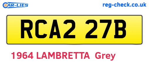 RCA227B are the vehicle registration plates.