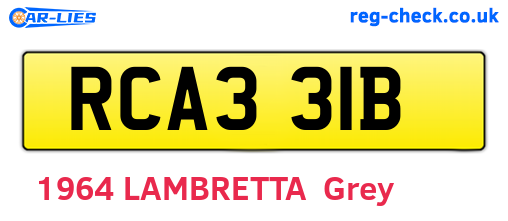 RCA331B are the vehicle registration plates.
