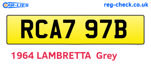 RCA797B are the vehicle registration plates.