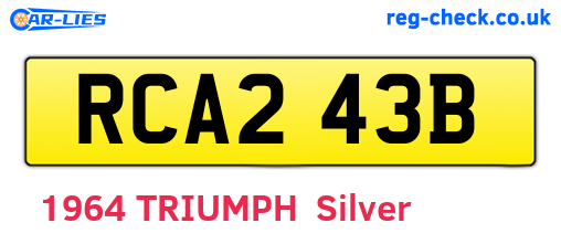 RCA243B are the vehicle registration plates.