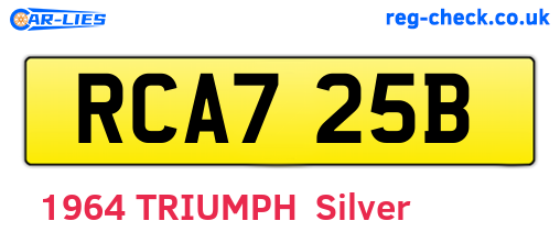 RCA725B are the vehicle registration plates.